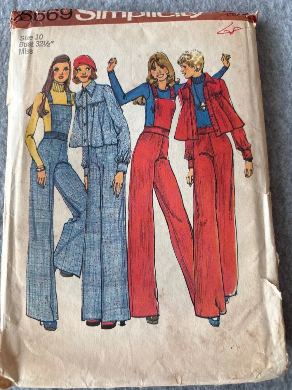 Simplicity 6669 Sewing Pattern Jacket Wide-Leg Pant Detachable Bib Size 10 Uncut
